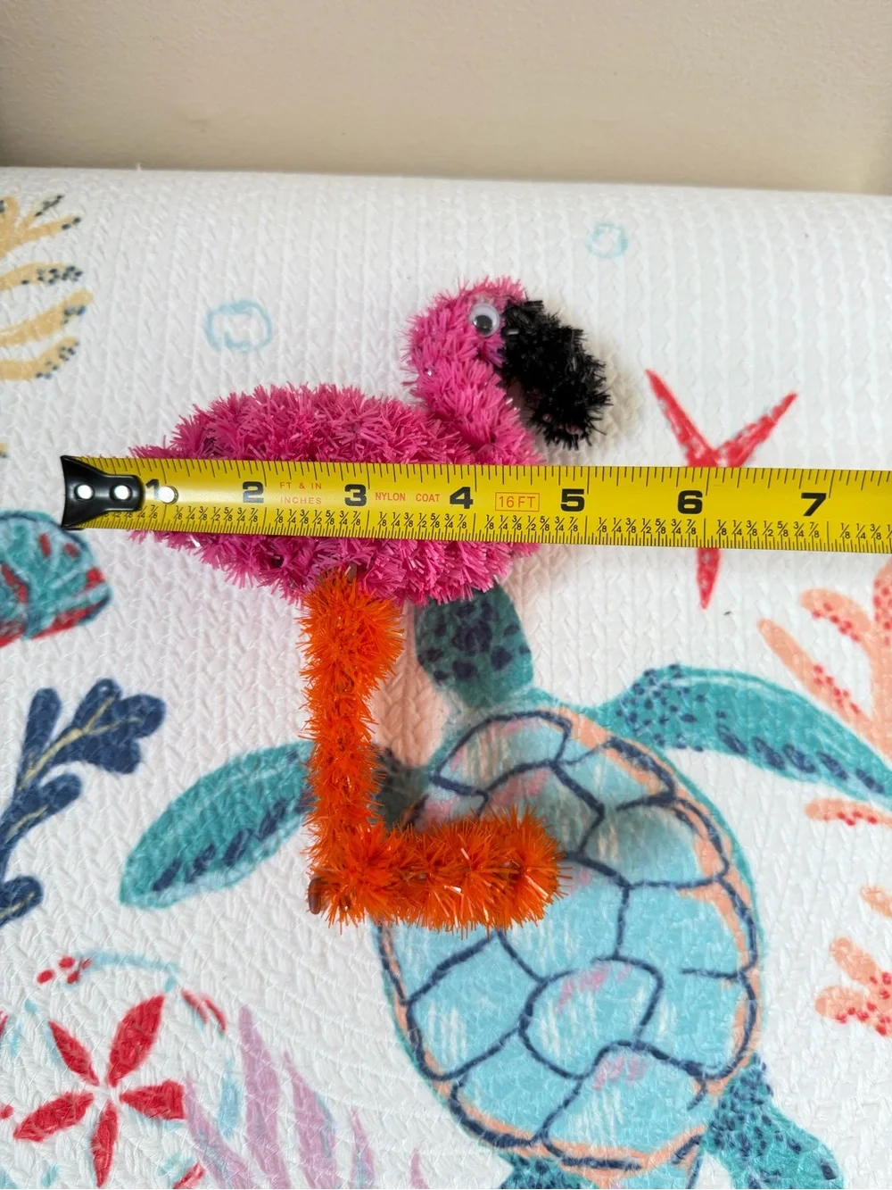 Pink 3D Flamingo Trio - Tinsel Fuzzy Decor Pink, Orange & Black
